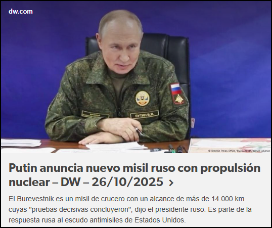  Putin anuncia su nuevo supermisil el BUREVESTNIK