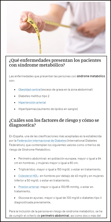  "S&iacute;ndrome metab&oacute;lico": La nueva enfermedad del siglo XXI