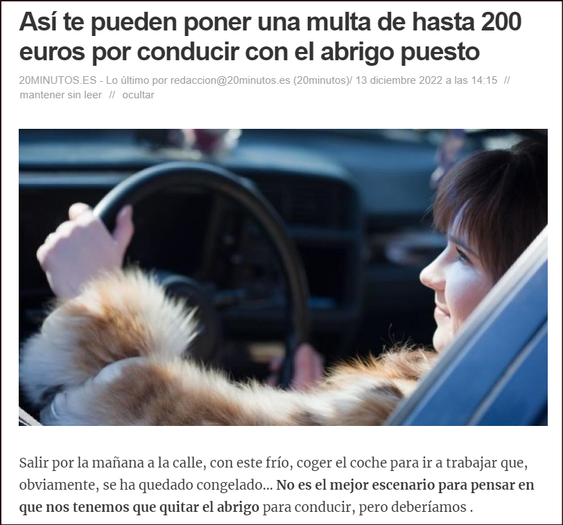  Cuidado con los abrigos al conducir, pueden multarte si lo llevas puesto (Espa&ntilde;a)