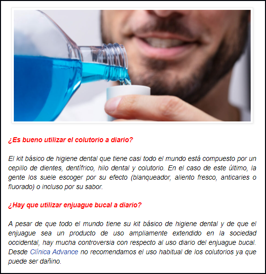  Cuidado con el uso diario de los colutorios, ti&ntilde;e los dientes, altera la flora y no es obligatorio