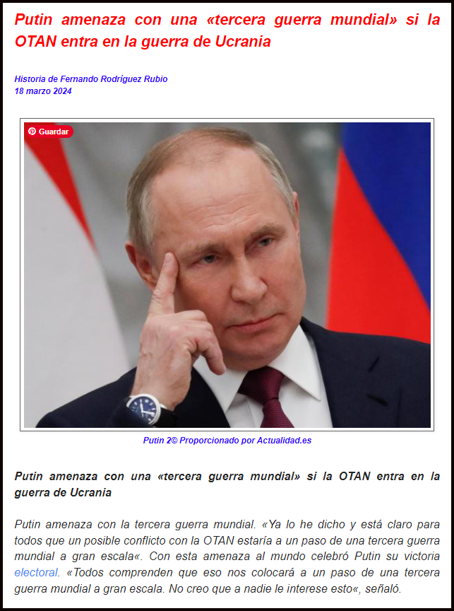  Putin advierte, otra vez, sobre lo cerca que estamos de la tercera guerra mundial