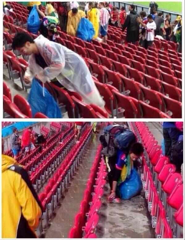 Ins&oacute;lito: los hinchas japoneses limpiaron el estadio despu&eacute;s del debut en el Mundial