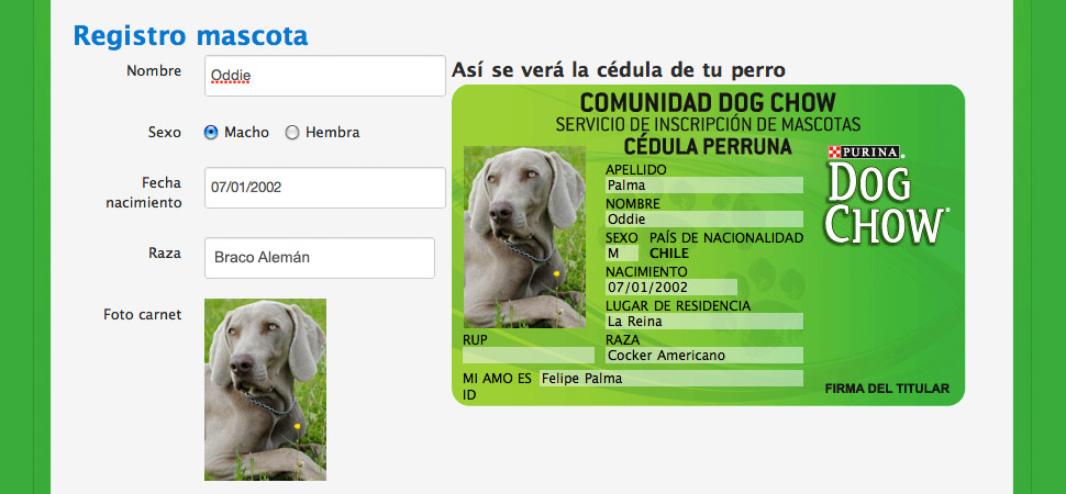 C&eacute;dula de ciudadan&iacute;a para perros