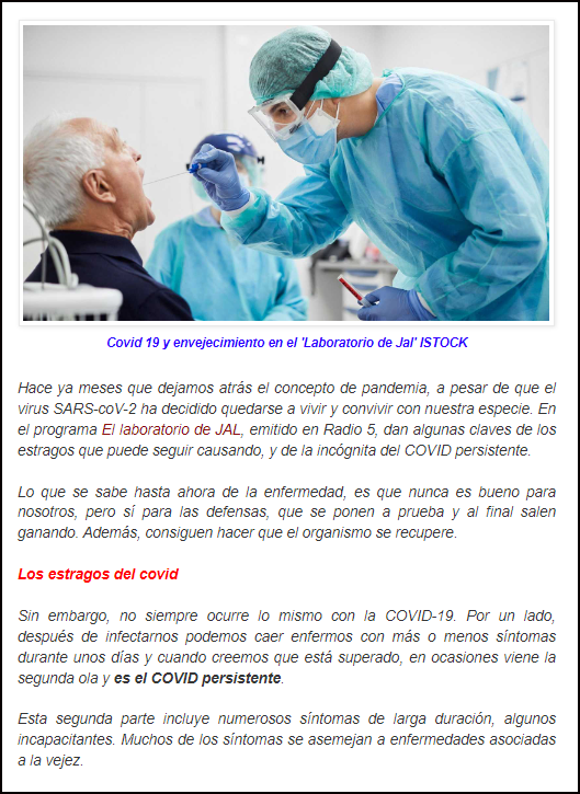 En marcha los estudios para tratar las secuelas de COVID-19 y una recomendaci&oacute;n mientras no lleguen