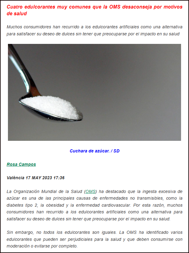  Edulcorantes a la palestra: &iquest;Un peligro indefinido?