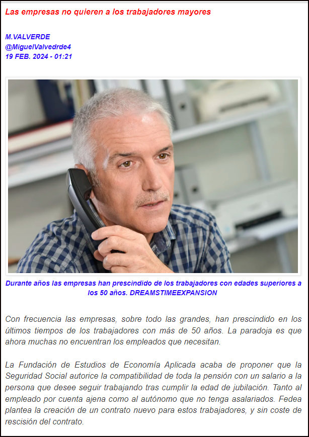 El despido de trabajadores mayores, un grave error que empresas y los pol&iacute;ticos tendr&aacute;n que resolver