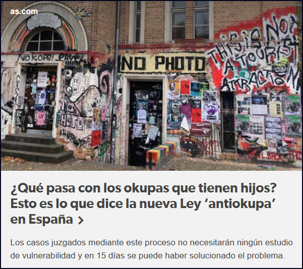  OKUPAS CON HIJOS EN ESPA&Ntilde;A &iquest;RESUELTA LA DESOKUPACI&Oacute;N?