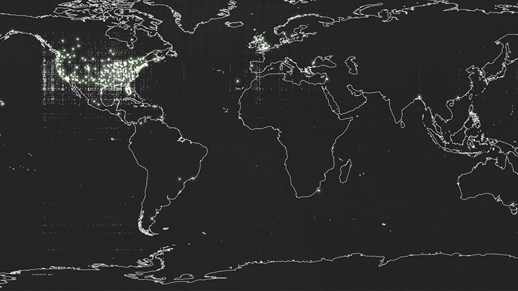 Nace el mapa de la 'Naci&oacute;n Extraterrestre' con datos de 18.000 avistamientos de ovnis