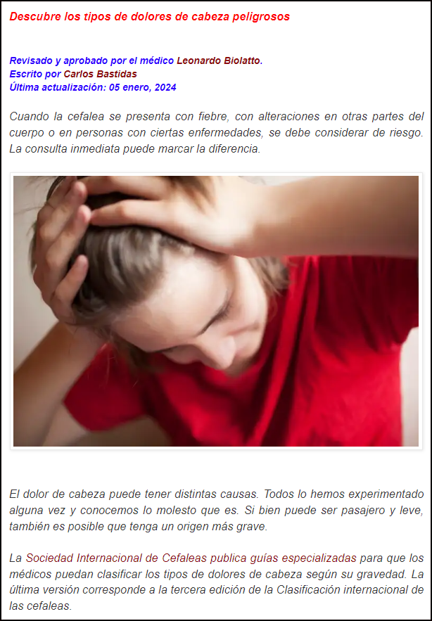  Cuando los dolores de cabaza se convierten en peligrosos (los descubrimos)
