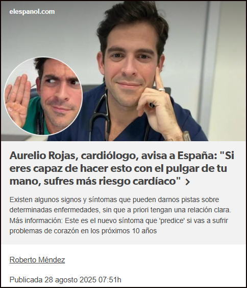  Aurelio Rojas, cardi&oacute;logo, avisa a Espa&ntilde;a: Si eres capaz de hacer esto sufres riesgo card&iacute;aco 