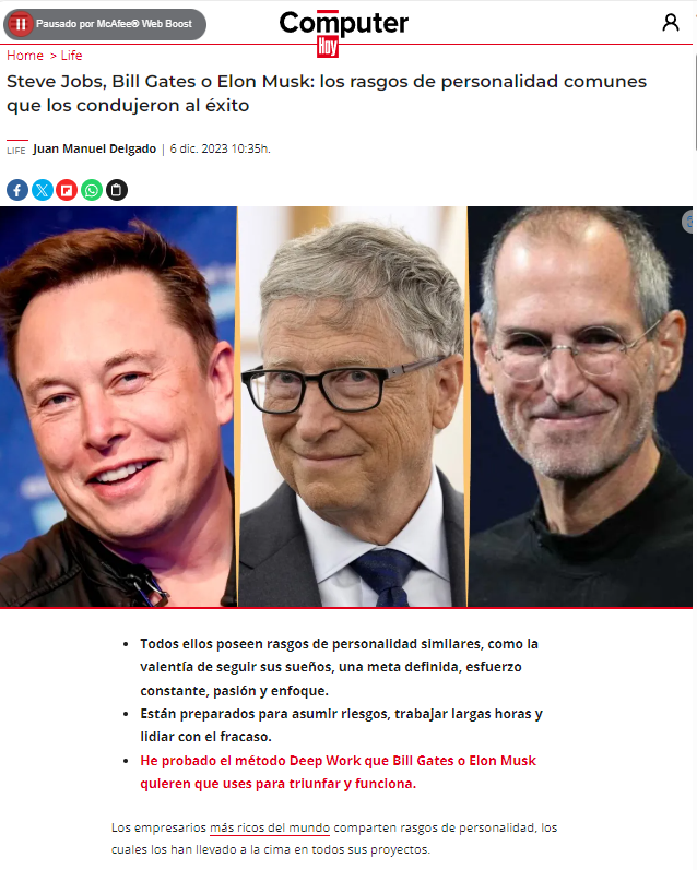 Steve Jobs, Bill Gates o Elon Musk: &iquest;Qu&eacute; fue lo que los llevo hasta el &eacute;xito?