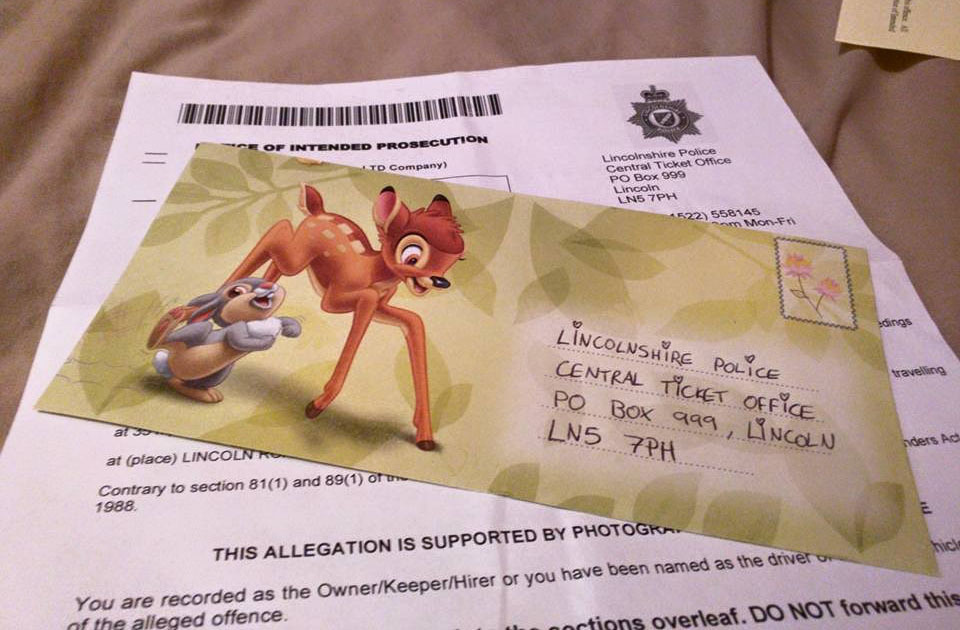 British man responds to speeding ticket in the cutest way possible