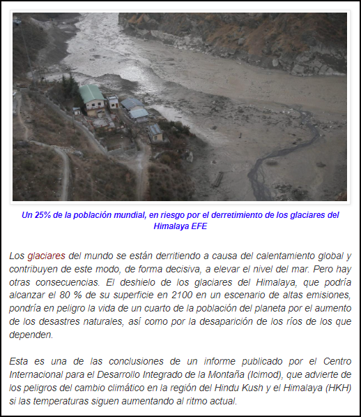 El Calentamiento Global es imparable: Se derriten glaciares del Himalaya, en riesgo el 25% poblaci&oacute;n