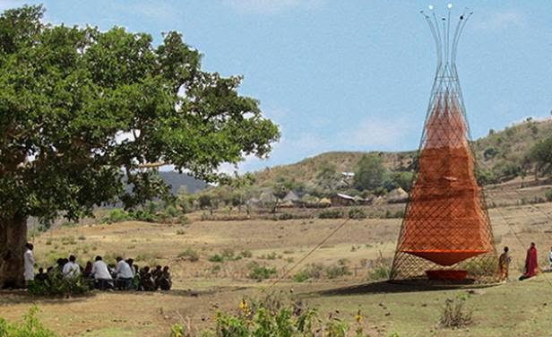 "Warkawater" ; Estructura de bamb&uacute; y nylon capaz de recolectar agua a partir de la humedad del aire