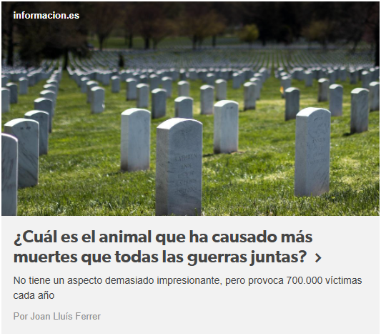  &iquest;Cu&aacute;l es el animal que ha causado m&aacute;s muertes que todas las guerras juntas?