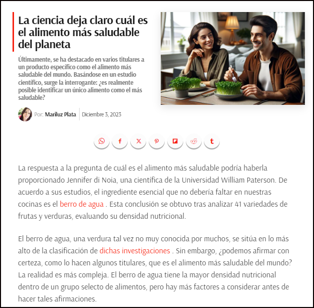  &iquest;Cu&aacute;l es el alimento m&aacute;s saludable del mundo?