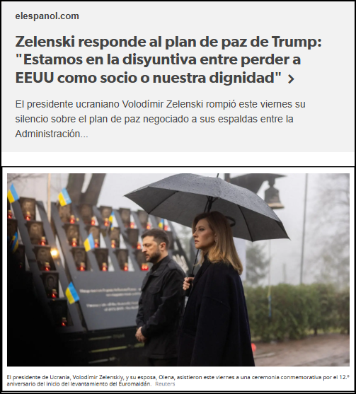 Ucrania:  El plan de paz de Trump les obliga a perder dignidad y territorio