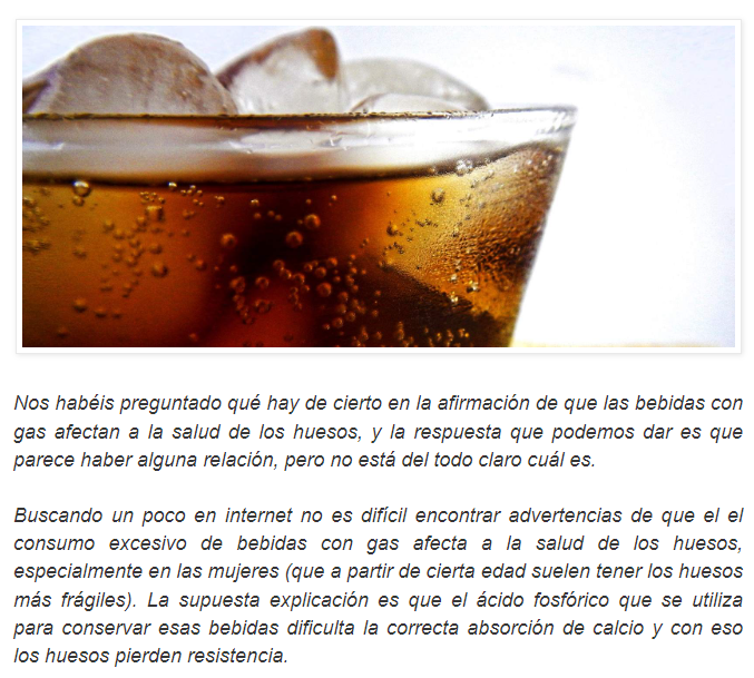 Bebidas con gas y el da&ntilde;o a los huesos... &iquest;afirmaci&oacute;n o pregunta?