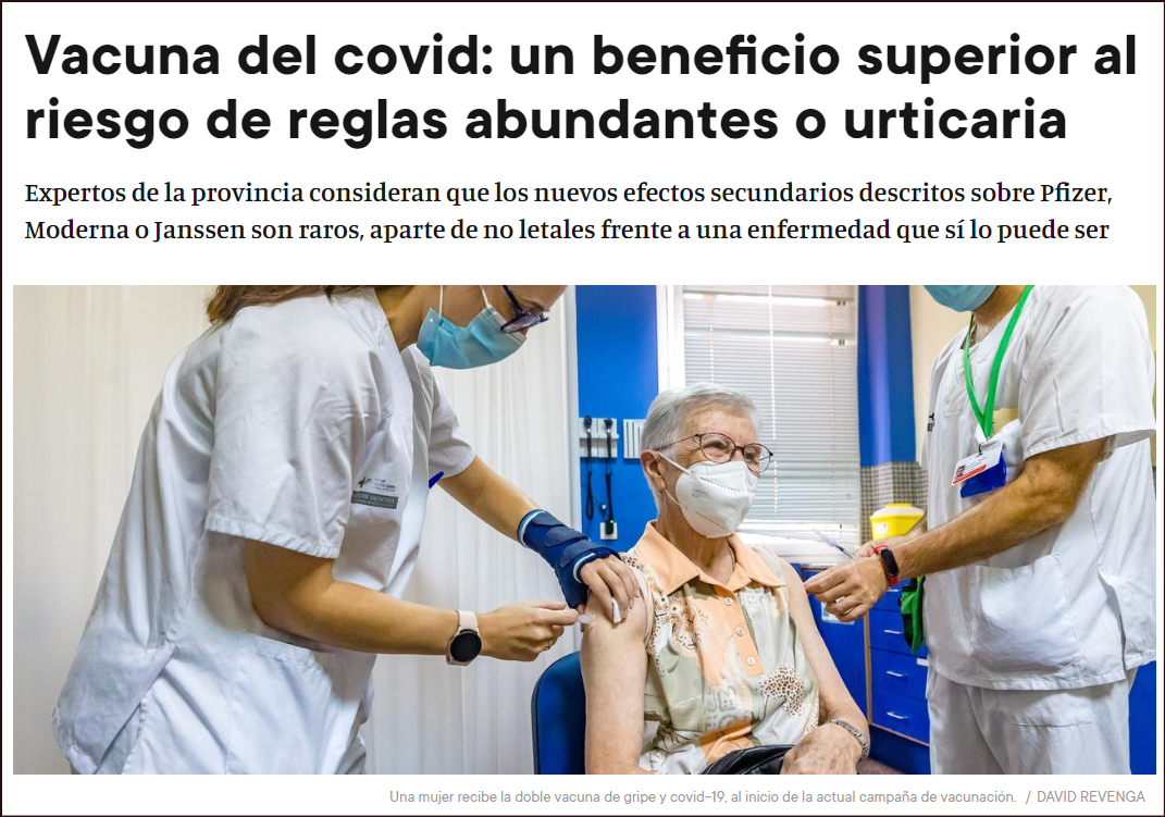  Vacunas COVID-19: Su beneficio supera los riesgos d reglas abundante o urticaria