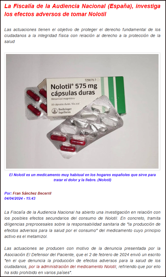  El NOLOTIL, otra vez a ex&aacute;men