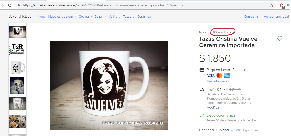 Cristina Kirchner  vuelve 2019 + taza 