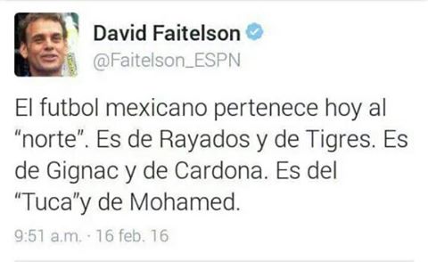 Faitelson hace seis mese decia que Monterrey ser&iacute;a campeon.