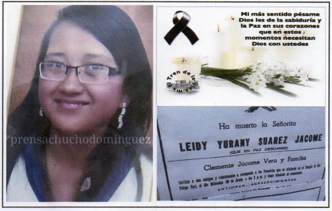  Leidy Yurany Su&aacute;rez, una v&iacute;ctima que nos lacera el alma