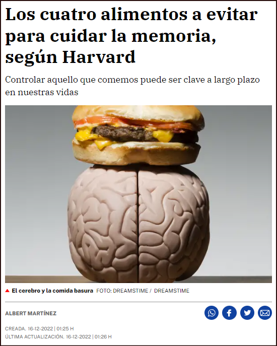  Cuatro alimentos a evitar para cuidar la memoria