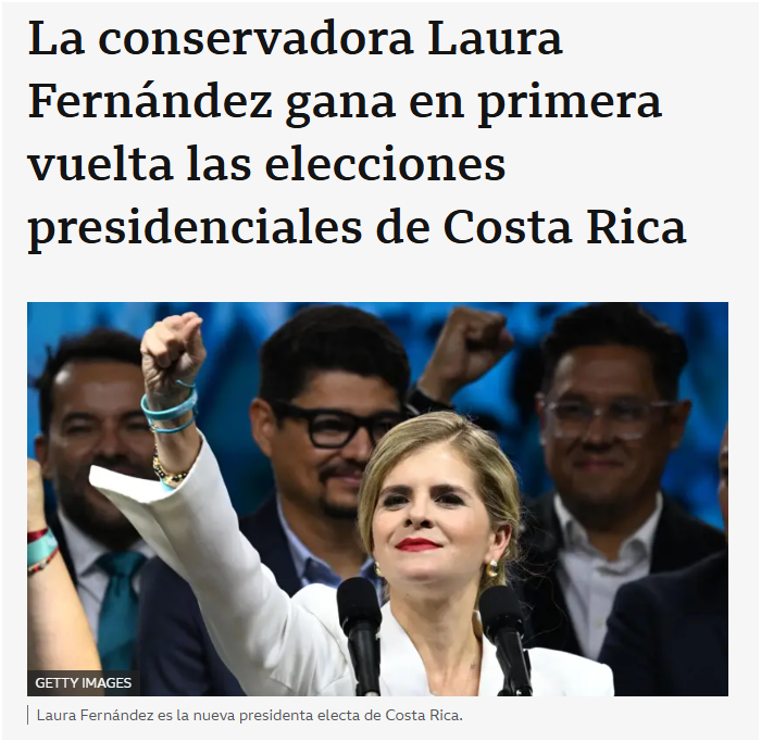 Laura Fern&aacute;ndez gana en primera vuelta las elecciones en Costa Rica