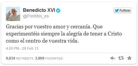 Benedicto XVI se despide de su papado y se dirige al retiro
