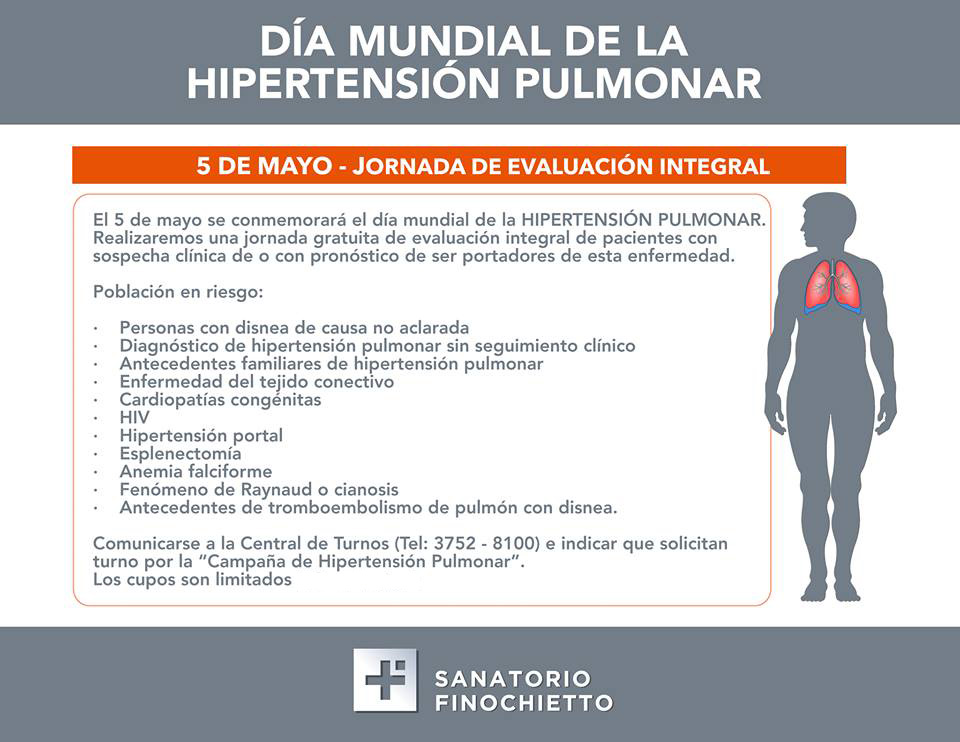 5 DE MAYO JORNADA DE DETECCI&Oacute;N PRECOZ DE HIPERTENSI&Oacute;N PULMONAR EN EL SANATORIO FINOCHIETTO