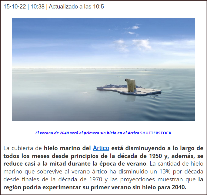  Cambio Clim&aacute;tico: &iquest;Estamos locos? En 2040 el &Aacute;rtico se quedar&aacute; sin hielo