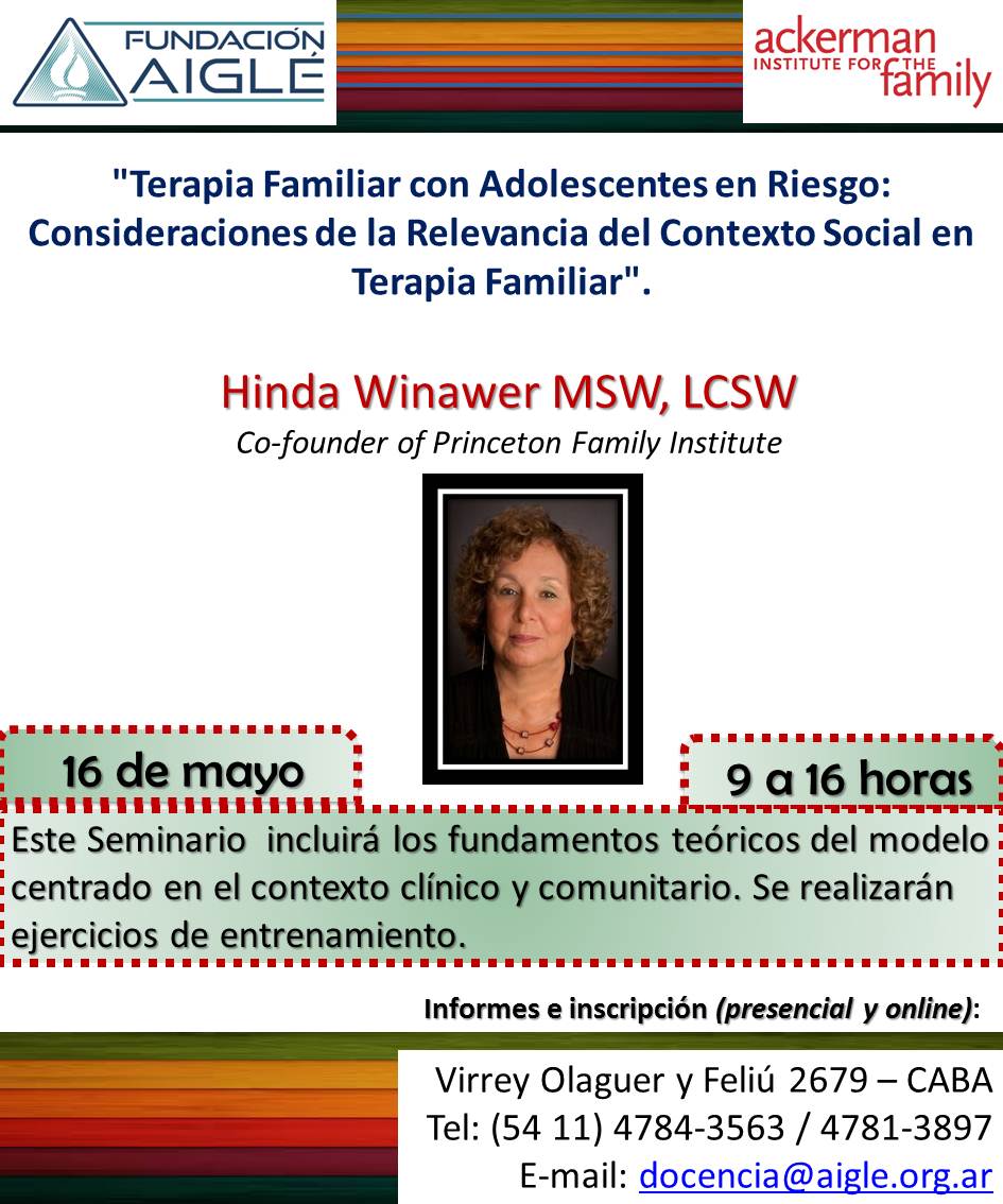   EL 16 DE MAYO SE REALIZAR&Aacute; EL SEMINARIO INTERNACIONAL SOBRE TERAPIA FAMILIAR 