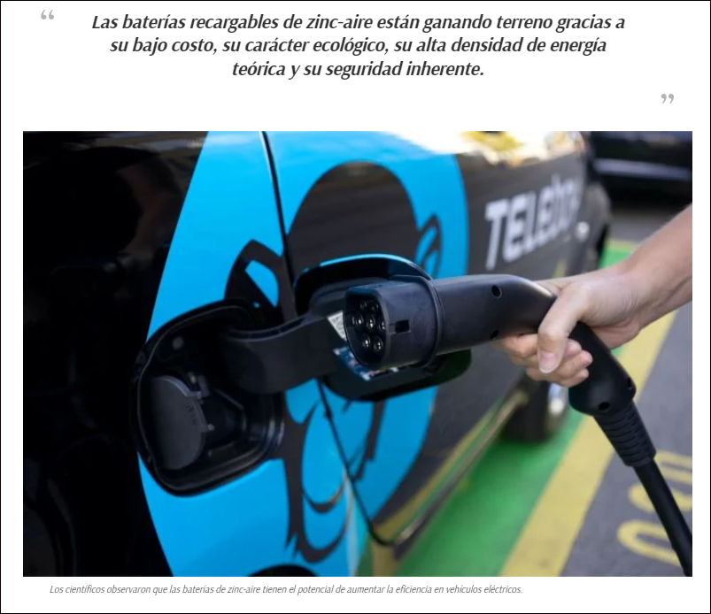 Nuevas propuestas para la movilidad el&eacute;ctrica: Bater&iacute;as de zinc-aire: Bater&iacute;as de Zinc-Aire