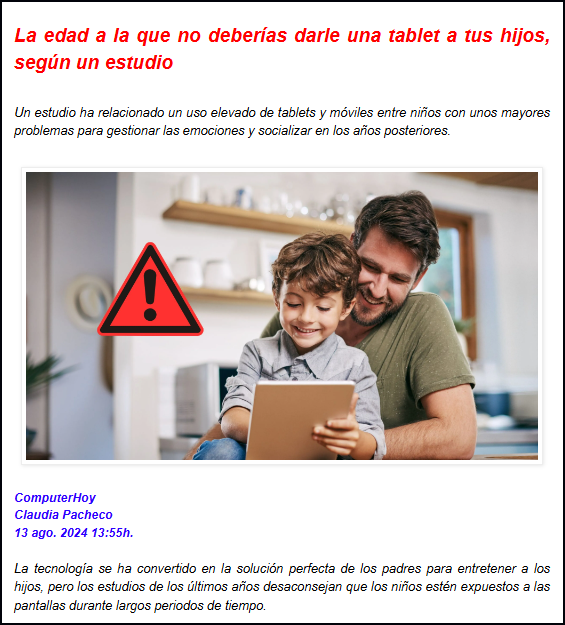 El uso elevado de tablets en los ni&ntilde;os les crea graves trastornos en la gesti&oacute;n de sus emociones