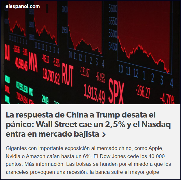  P&Aacute;NICO EN WALL STREET-CHINA CONTRATACA
