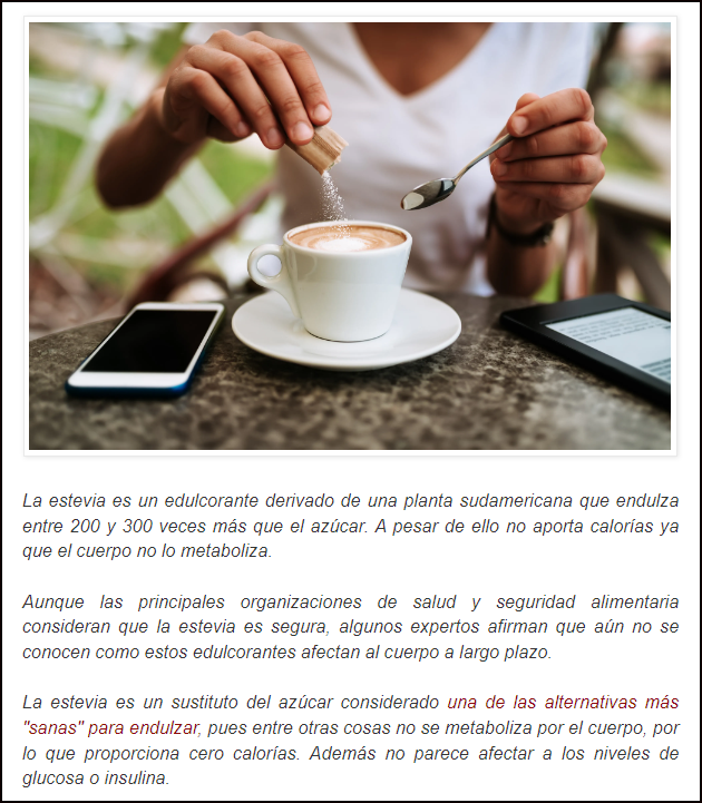  Edulcorantes a la palestra: Hoy, la Stevia