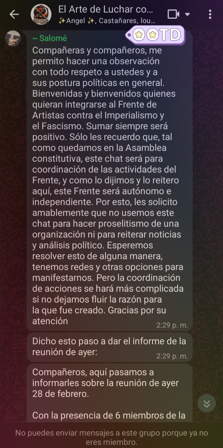 No se puede construir un frente "aut&oacute;nomo e independiente" si lo primero que se hace es censurar