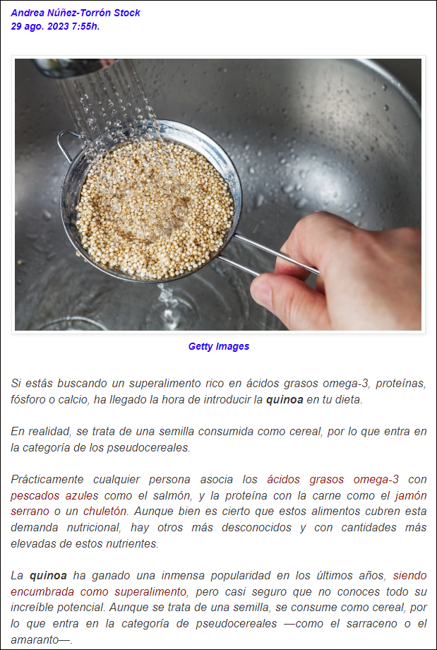 Un supercereal con m&aacute;s omega-3 que el salm&oacute;n y m&aacute;s prote&iacute;nas que el arroz