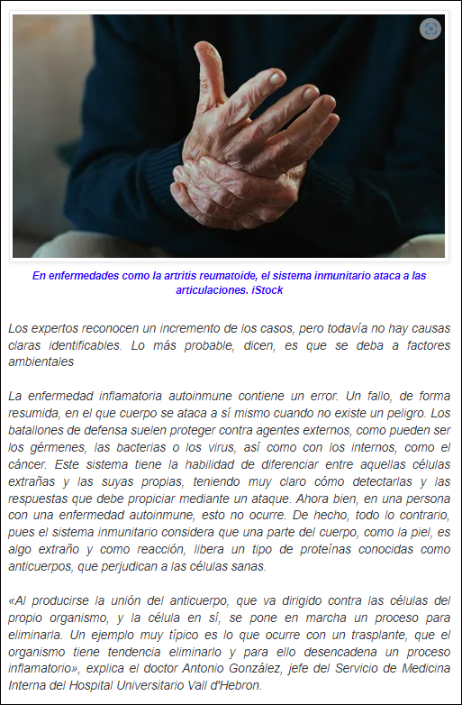  Las enfermedades autoinmunes est&aacute;n aumentando. Crohn, artritis, celiaqu&iacute;a ... &iquest;por qu&eacute;?