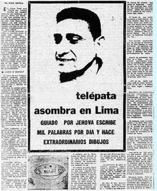  TEL&Eacute;PATA ASOMBRA EN LIMA:  ESCRIBE MIL PALABRAS POR DIA Y HACE EXTRAORDINARIOS DIBUJOS: