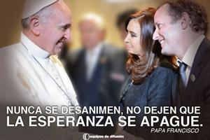 El afiche de Cristina Kirchner, Mart&iacute;n Insaurralde y el papa Francisco
