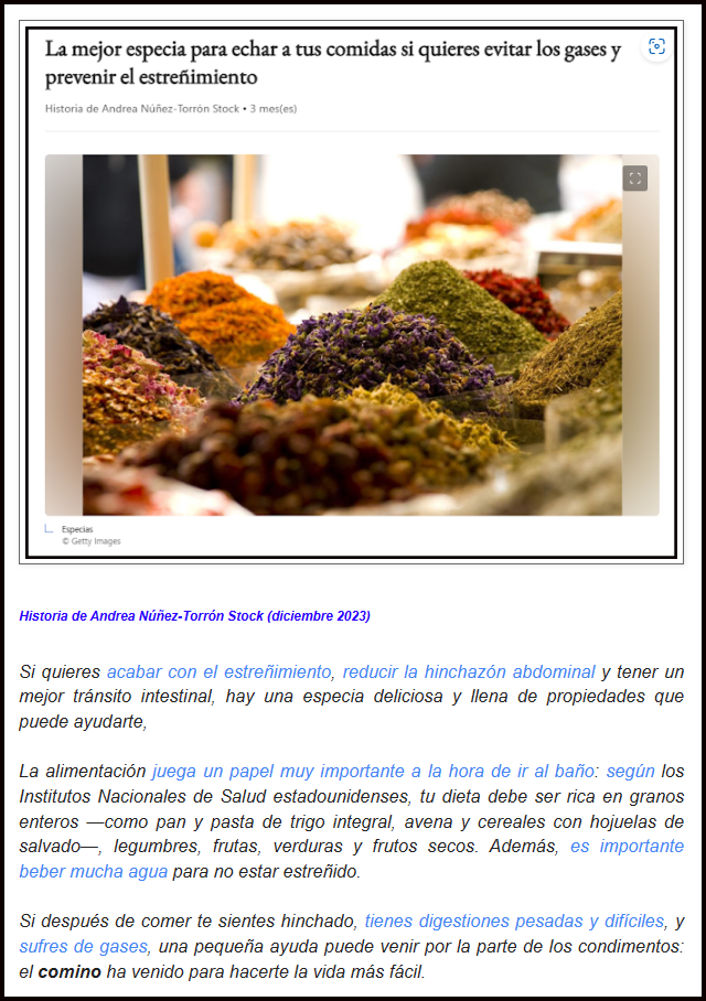  Hinchaz&oacute;n abdominal, ritmo intestinal complicado: Hablemos del comino