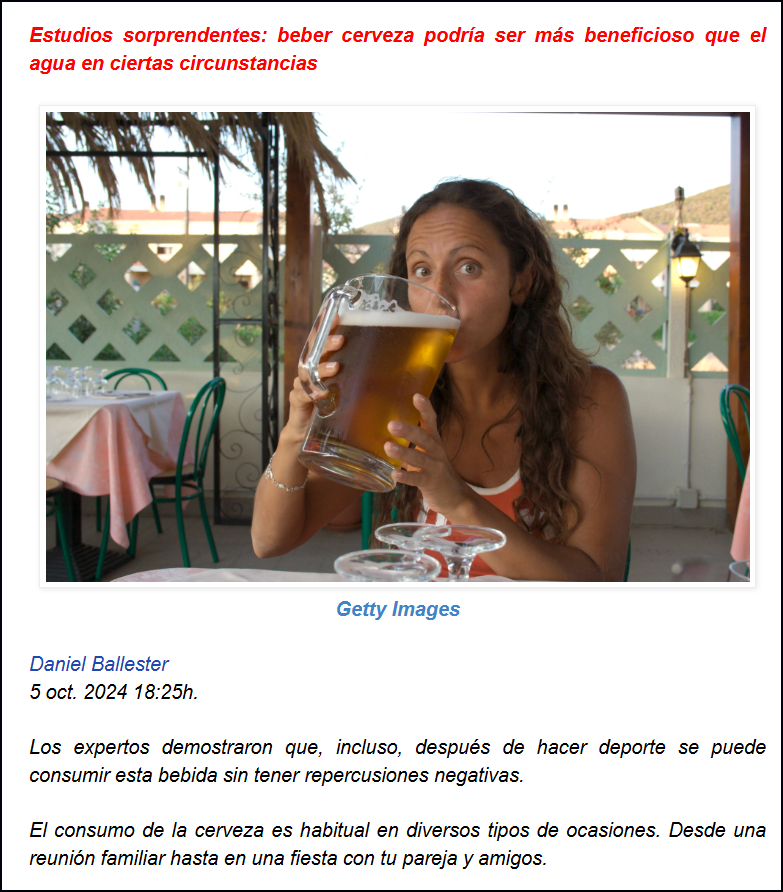  Sorprendente: La cerveza resulta (ahora) que es m&aacute;s beneficiosa que el agua