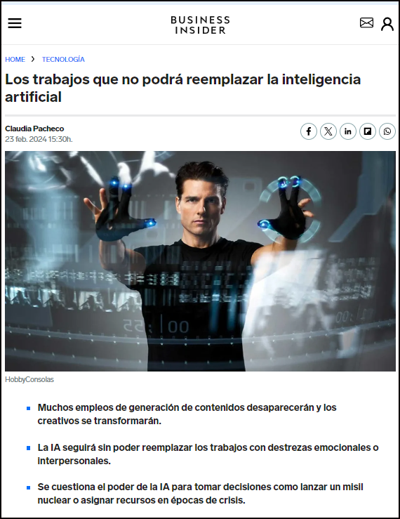  La inteligencia artificial no acabar&aacute; con la inteligencia humana, nunca