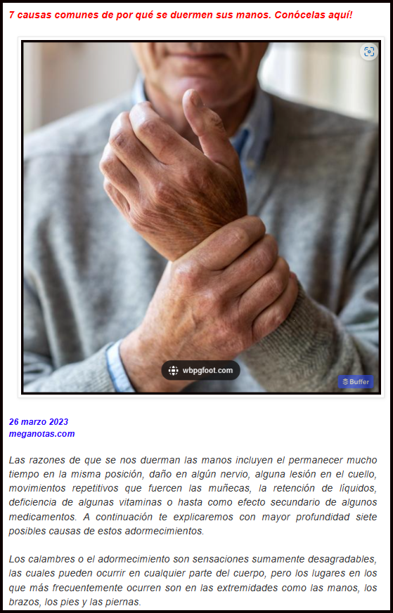 &iquest;Se te duermen las manos?: Aqu&iacute; dejamos 7 causas comunes