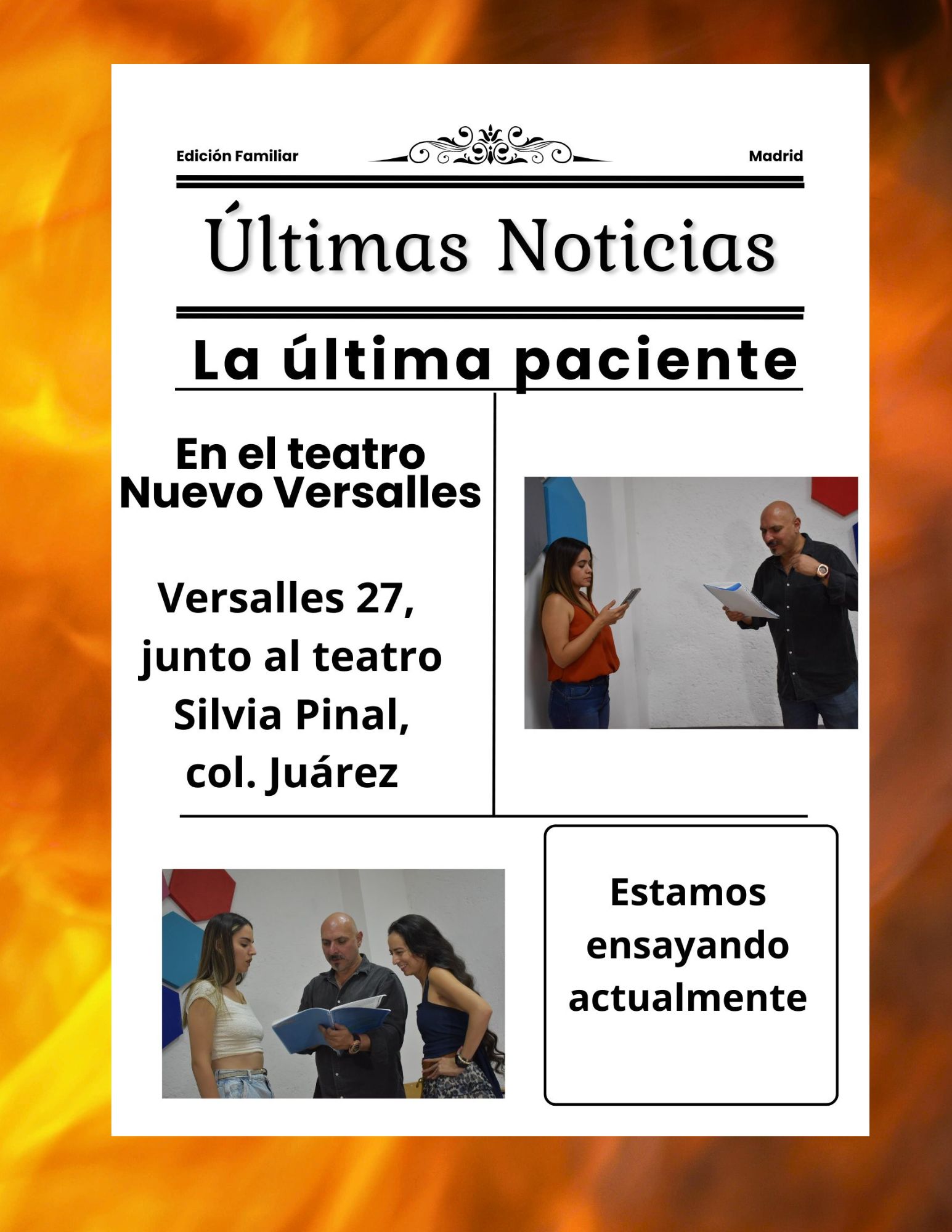 Est&aacute; ensay&aacute;ndos: "La &uacute;ltima paciente" teatro Nuevo Versalles