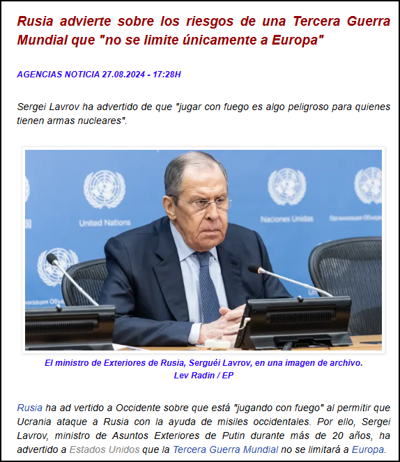  Rusia insiste: La tercera Guerra Mundial no se limitar&aacute; tan solo a Europa