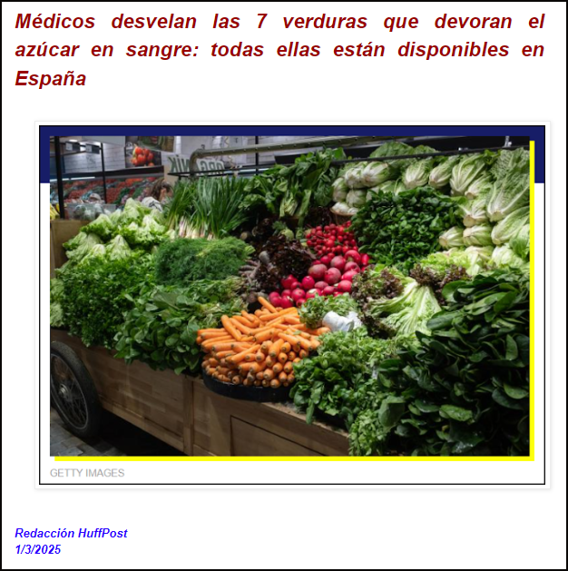  Las 7 verduras que devoran el az&uacute;car en sangre
