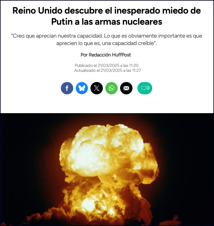  El presidente ruso, Vlad&iacute;mir Putin, teme las armas nucleares de Gran Breta&ntilde;a